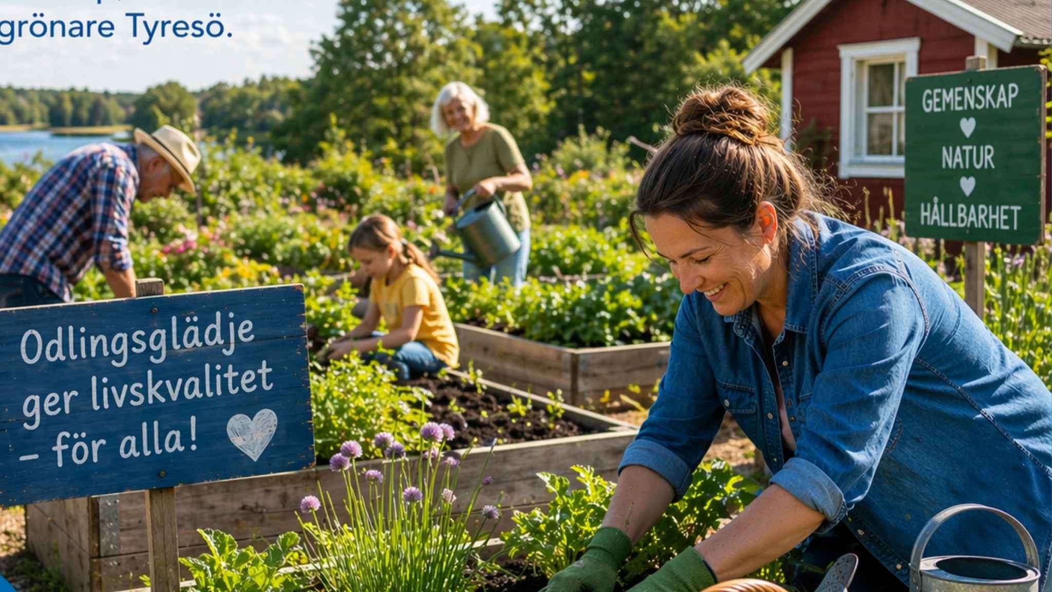 Odlingslotter i Tyresö där invånare odlar grönsaker tillsammans