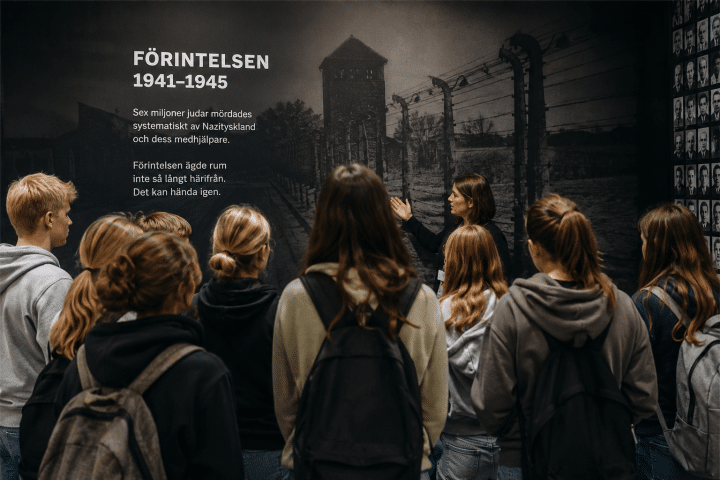 Studieresa till Förintelsens minnesplats som en del av undervisningen om demokrati och mänskliga rättigheter.