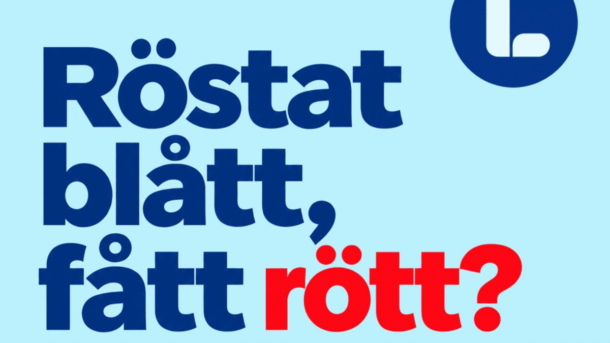 Liberalernas kampanjbild med budskapet Röstat blått, fått rött? om samarbetet mellan S och M i Tyresö.